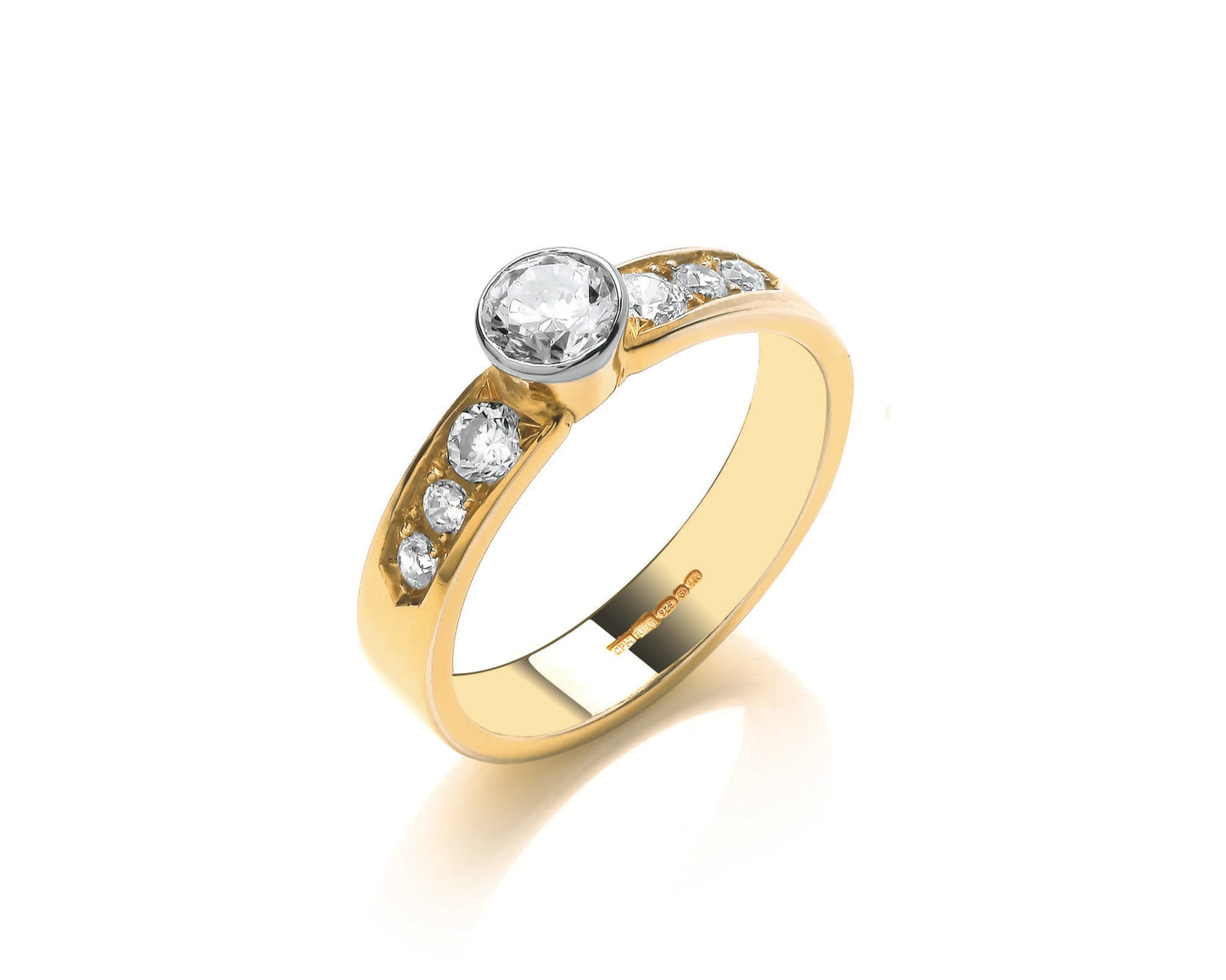 Victorian style High rub over set with Brilliant cut stones 4mm wide soft flat profile with ashes sealed under centre stone